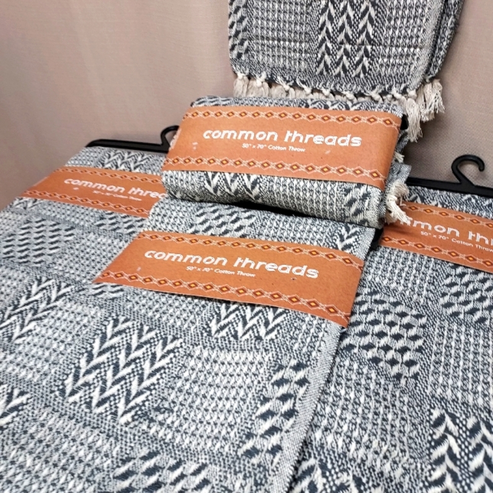 NWT Black and beige Throws. 50" × 70" cotton throw.
